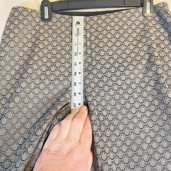 Alfani Ankle Pants Woman's 10 (9" Rise) Brown Geometric Tear Drops Elastic Waist - Picture 7 of 14